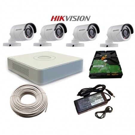 KIT 4 CAMARAS DE SEGURIDAD HD 720P HIKVISION